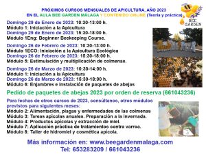 Cursos apicultura 2023 Bee Garden Málaga